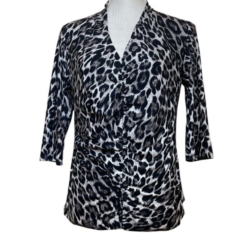 ALFANI Animal Print Career Blouse - Size Medium Petite - Picture 1 of 5